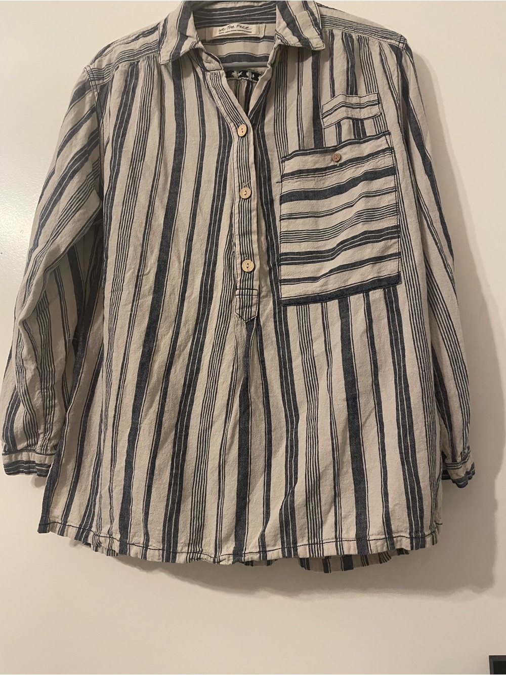 We The Free Striped Button-Front Kids Shirt - Navy & White